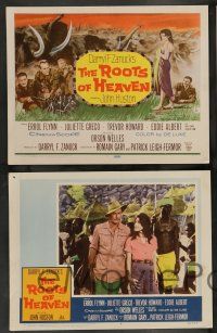 7w583 ROOTS OF HEAVEN 8 LCs '58 directed by John Huston, Errol Flynn & Trevor Howard in Africa!