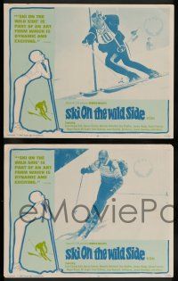 7w822 SKI ON THE WILD SIDE 7 LCs '67 Warren Miller, cool downhill skiing sports artwork!