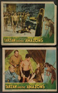 7w993 TARZAN & THE AMAZONS 2 LCs '45 Johnny Weissmuller, Brenda Joyce, Sheffield, Ouspenskaya!