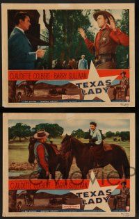 7w890 TEXAS LADY 5 LCs '55 great images of Barry Sullivan, two with leading lady Claudette Colbert!