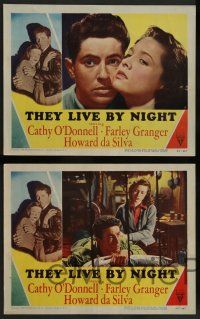 7w859 THEY LIVE BY NIGHT 6 LCs '48 Nicholas Ray film noir classic, Farley Granger, Cathy O'Donnell!