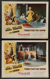 7w997 THREE FOR THE SHOW 2 LCs '54 Betty Grable, Jack Lemmon, Marge & Gower Champion!