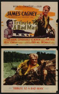 7w705 TRIBUTE TO A BAD MAN 8 LCs '56 cowboy James Cagney, pretty Irene Papas, Vic Morrow!