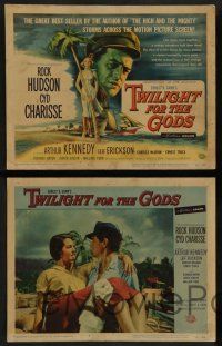 7w708 TWILIGHT FOR THE GODS 8 LCs '58 images of Rock Hudson & sexy Cyd Charisse, Arthur Kennedy!