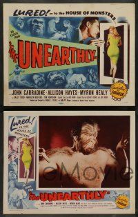 7w720 UNEARTHLY 8 LCs '57 John Carradine & sexy Sally Todd lured to the house of monsters!