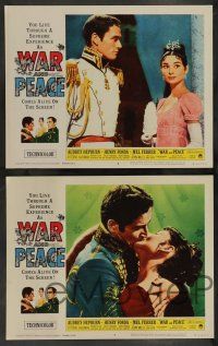 7w744 WAR & PEACE 8 LCs R63 Audrey Hepburn, Vittorio Gassman, Mel Ferrer, Leo Tolstoy epic!
