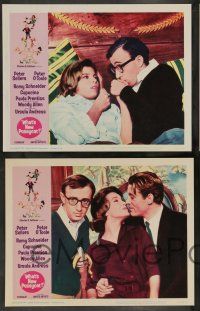 7w756 WHAT'S NEW PUSSYCAT 8 LCs '65 Woody Allen, Peter O'Toole, Peter Sellers, Capucine, Andress!