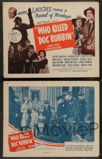 7w763 WHO KILLED DOC ROBBIN 8 LCs R54 Hal Roach horror, Janssen, Virginia Grey, wacky monkeys!