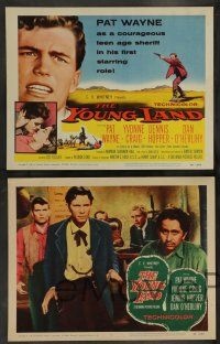 7w795 YOUNG LAND 8 LCs '58 great images of Patrick Wayne, Yvonne Craig, a young Dennis Hopper!