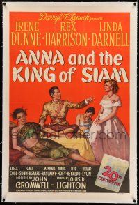 7x017 ANNA & THE KING OF SIAM linen 1sh '46 Tepper art of Irene Dunne, Rex Harrison & Linda Darnell