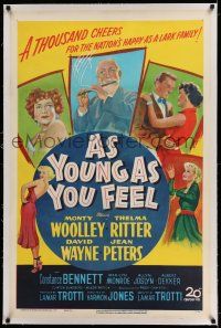 7x020 AS YOUNG AS YOU FEEL linen 1sh '51 great art including young sexy Marilyn Monroe!