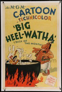 7x039 BIG HEEL-WATHA linen 1sh '44 Tex Avery's zany cartoon about Indian chasing Screwy Squirrel!