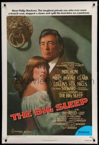 7x040 BIG SLEEP linen 1sh '78 art of Robert Mitchum & sexy Candy Clark by Richard Amsel!