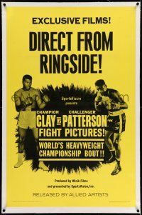 7x086 CLAY VS. PATTERSON linen 1sh '65 Muhammad Ali & Floyd Patterson boxing match in Las Vegas!