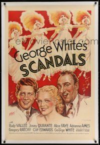 7x142 GEORGE WHITE'S SCANDALS linen 1sh '34 great stone litho of Alice Faye, Rudy Vallee & Durante!