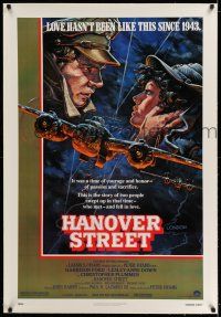 7x163 HANOVER STREET linen 1sh '79 art of Harrison Ford & Lesley-Anne Down in WWII by John Alvin!