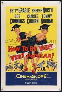 7x181 HOW TO BE VERY, VERY POPULAR linen 1sh '55 art of sexy students Betty Grable & Sheree North!