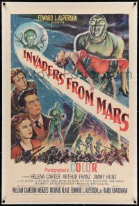 7x190 INVADERS FROM MARS linen 1sh '53 hordes of green monsters from outer space, rare 1st release!