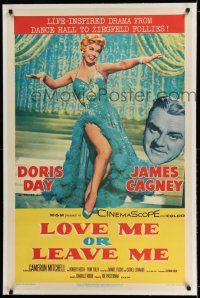 7x232 LOVE ME OR LEAVE ME linen 1sh '55 sexy Doris Day as famed star Ruth Etting, James Cagney!