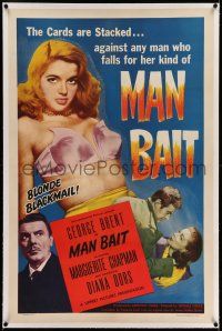 7x242 MAN BAIT linen 1sh '52 best full-length image of bad girl Diana Dors in her underwear!