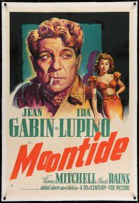 7x261 MOONTIDE linen 1sh '42 great art of sexy Ida Lupino & smoking Jean Gabin, Fritz Lang directs!