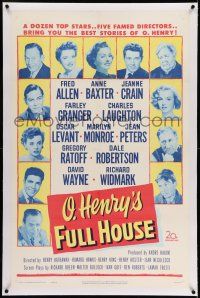 7x281 O HENRY'S FULL HOUSE linen 1sh '52 Fred Allen, Anne Baxter, Jeanne Crain, young Marilyn Monroe