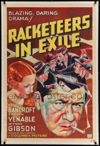 7x311 RACKETEERS IN EXILE linen 1sh '37 mobster George Bancroft becomes a radio televangelist!