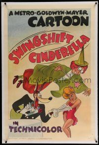 7x373 SWINGSHIFT CINDERELLA linen 1sh '45 cartoon art of Wolf, Red Hot Riding Hood + fairy godmother
