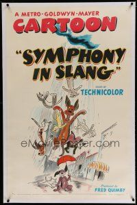 7x374 SYMPHONY IN SLANG linen 1sh '51 Tex Avery, cool art, it's literally raining cats & dogs!