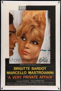 7x413 VERY PRIVATE AFFAIR linen 1sh '62 Louis Malle's Vie Privee, c/u of sexiest Brigitte Bardot!
