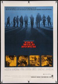 7x424 WILD BUNCH linen 1sh '69 Sam Peckinpah cowboy classic, William Holden & Ernest Borgnine!