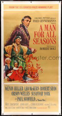 7y059 MAN FOR ALL SEASONS linen pre-Awards 3sh '66 Fred Zinnemann Best Picture classic, ultra rare!
