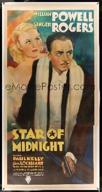 7y065 STAR OF MIDNIGHT linen 3sh '35 great full-length stone litho of William Powell & Ginger Rogers