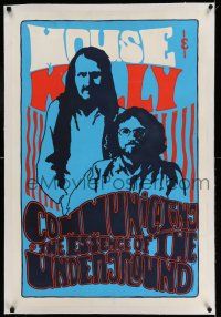 7y114 MOUSE & KELLY linen 23x35 commercial poster '67 art of the famous underground artists!