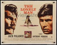 7y159 LONELY MAN linen style B 1/2sh '57 super close images of Jack Palance & Anthony Perkins!
