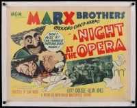 7y162 NIGHT AT THE OPERA linen style A 1/2sh R48 Hirschfeld Marx Bros art + classic stateroom scene!