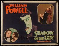 7y166 SHADOW OF THE LAW linen style B 1/2sh '30 cool artwork & photos of William Powell, rare!