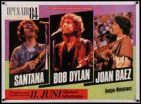 7y128 OPEN AIR 84 linen 24x33 German music poster '84 Santana, Bob Dylan AND Joan Baez live concert!