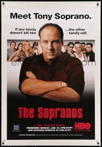 7y135 SOPRANOS linen TV poster '99 James Gandolfini as Tony Soprano, a new original series!