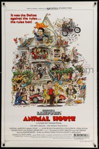 7z093 ANIMAL HOUSE style B 1sh '78 John Belushi, John Landis classic, art by Rick Meyerowitz!
