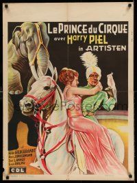 7z154 ARTISTEN pre-War Belgian '35 circus art of equestrian holding woman on horse by elephant!