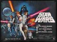 7z179 STAR WARS British quad '77 George Lucas classic sci-fi epic, art by Tom Chantrell!