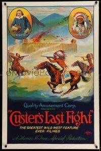 7z097 CUSTER'S LAST FIGHT 1sh R25 50th Anniversary of the Last Stand at Little Big Horn, cool art!