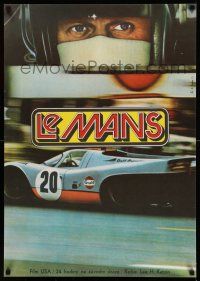 7z252 LE MANS Czech 23x32 '73 close up of race car driver Steve McQueen, race car, Ziegler design!