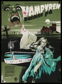 7z150 HOUSE OF DARK SHADOWS Danish '70 great different vampire, castle & coffin art by Stevenov!