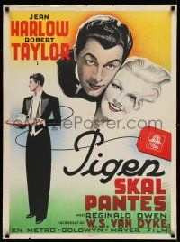7z152 PERSONAL PROPERTY Danish '37 different Willy art of sexy Jean Harlow & Robert Taylor!