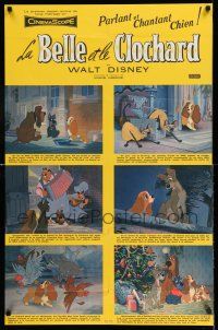 7z162 LADY & THE TRAMP French 25x38 '55 Disney romantic canine dog classic cartoon, great scenes!