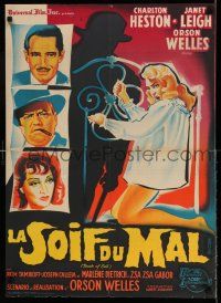 7z168 TOUCH OF EVIL French 23x32 '58 different Belinsky art of Orson Welles, Heston & Janet Leigh!