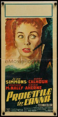 7z233 BULLET IS WAITING Italian locandina '55 different Ballester art of scared Jean Simmons!