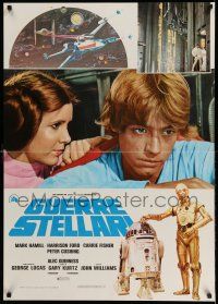 7z224 STAR WARS Italian lrg pbusta '77 George Lucas classic sci-fi epic, Luke, Leia, C-3PO & R2-D2!